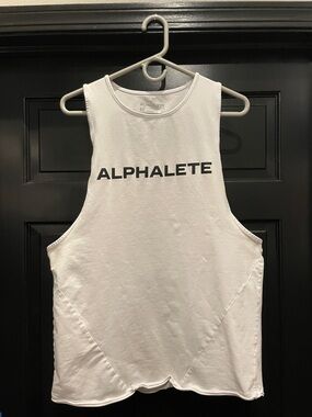 Alphalete White Tank Top with Black Logo